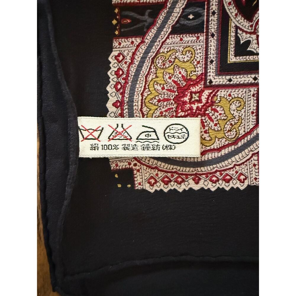 Vintage Christian Dior Scarf Womens One Size Black Silk Paisley Square Logo - Picture 3 of 9